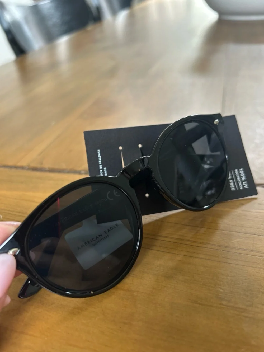 NWT AEO Black Round Sunglasses - Classic UV Protection‎